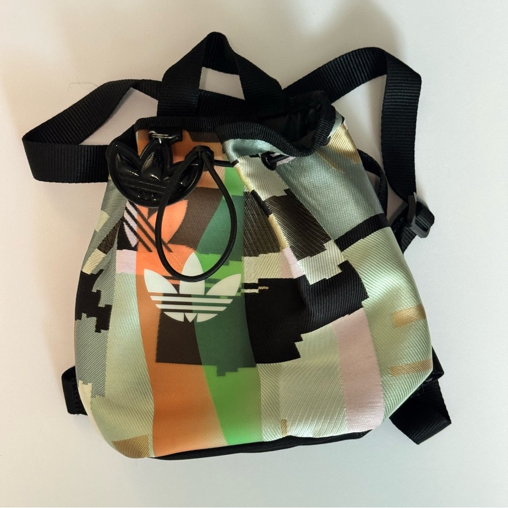 Adidas Drawstring Multi Color Mini Backpack Treef… - image 2